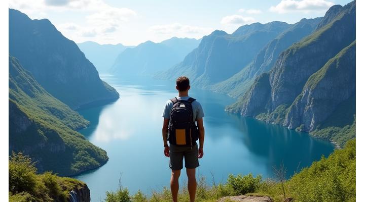 Vandrer med utsikt over Hardangerfjorden
