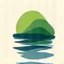 Stilisert logo for 'Norsk Fjordrydding' med en ren fjord og et blad.