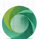 Logo for 'Institutt for Bærekraftig Materialforskning' symboliserer molekylære strukturer i en sirkel.